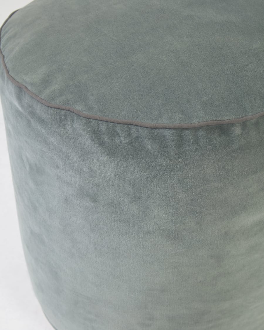 Brunetta round pouffe in dark turquoise velvet Ø 40 cm