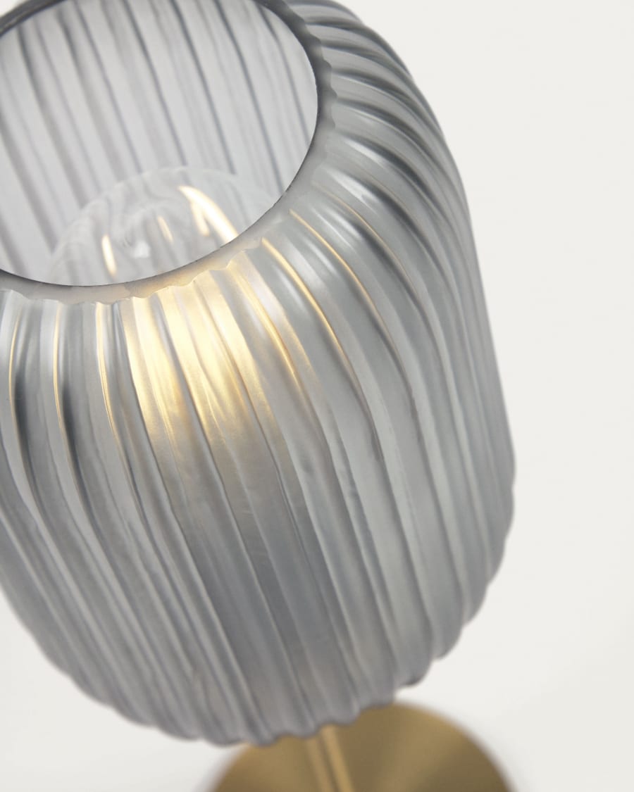 Hestia table lamp in metal with brass and grey glass finish