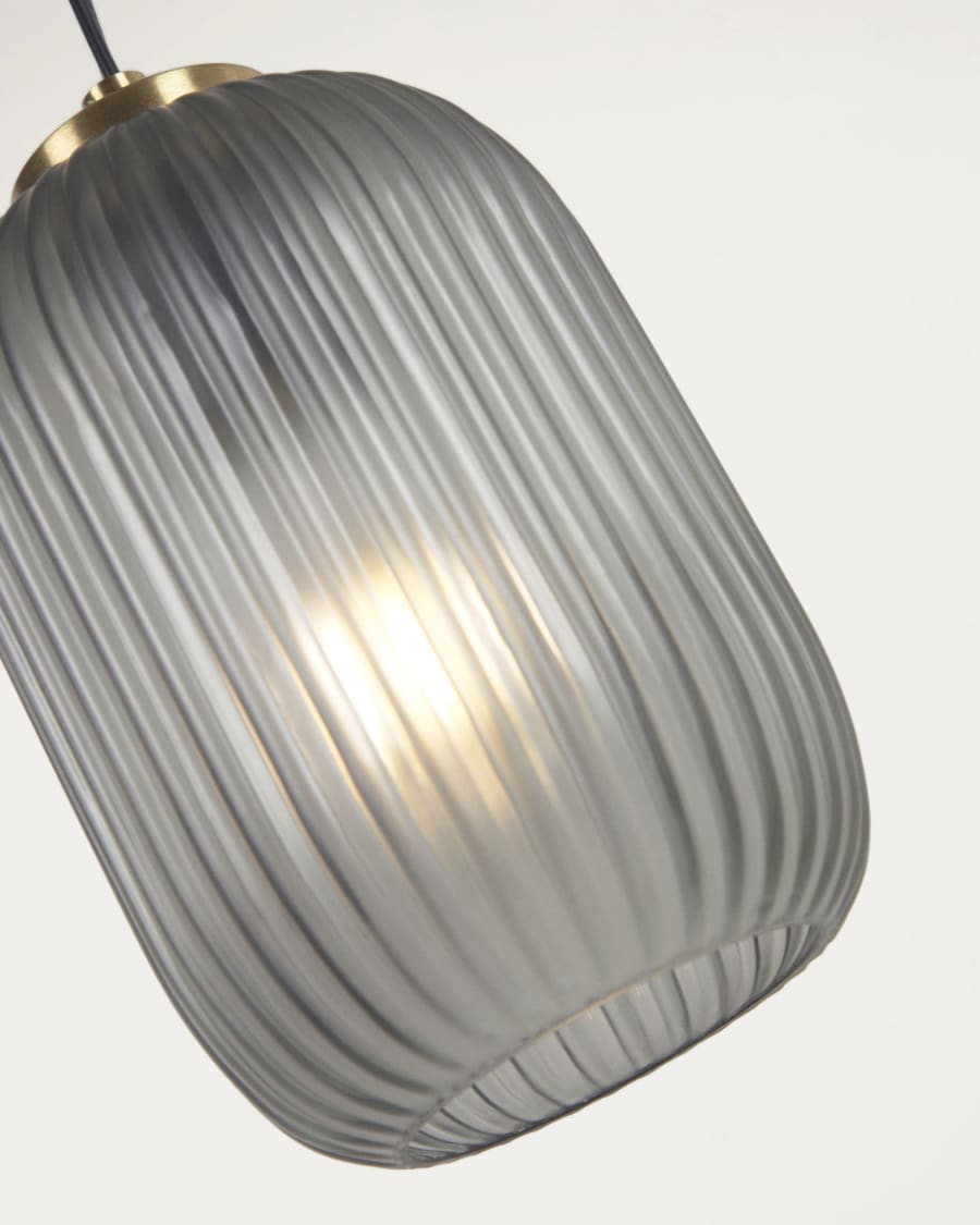 Hestia Deckenlampe aus Metall mit Messing-Finish und grauem Glas