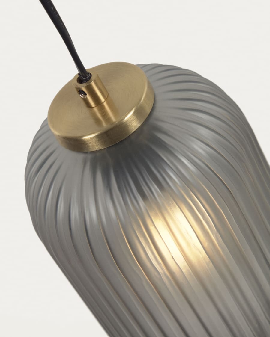 Hestia Deckenlampe aus Metall mit Messing-Finish und grauem Glas