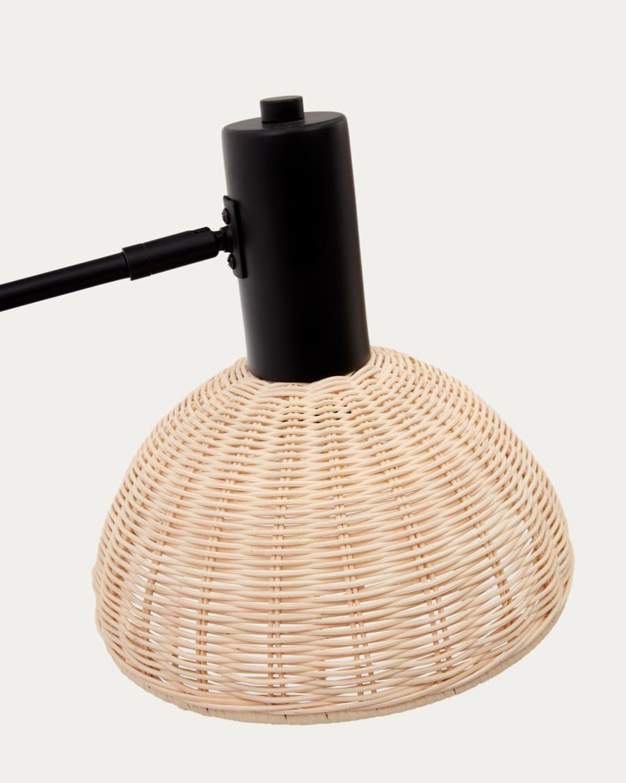 Damila floor lamp in rattan and black metal UK