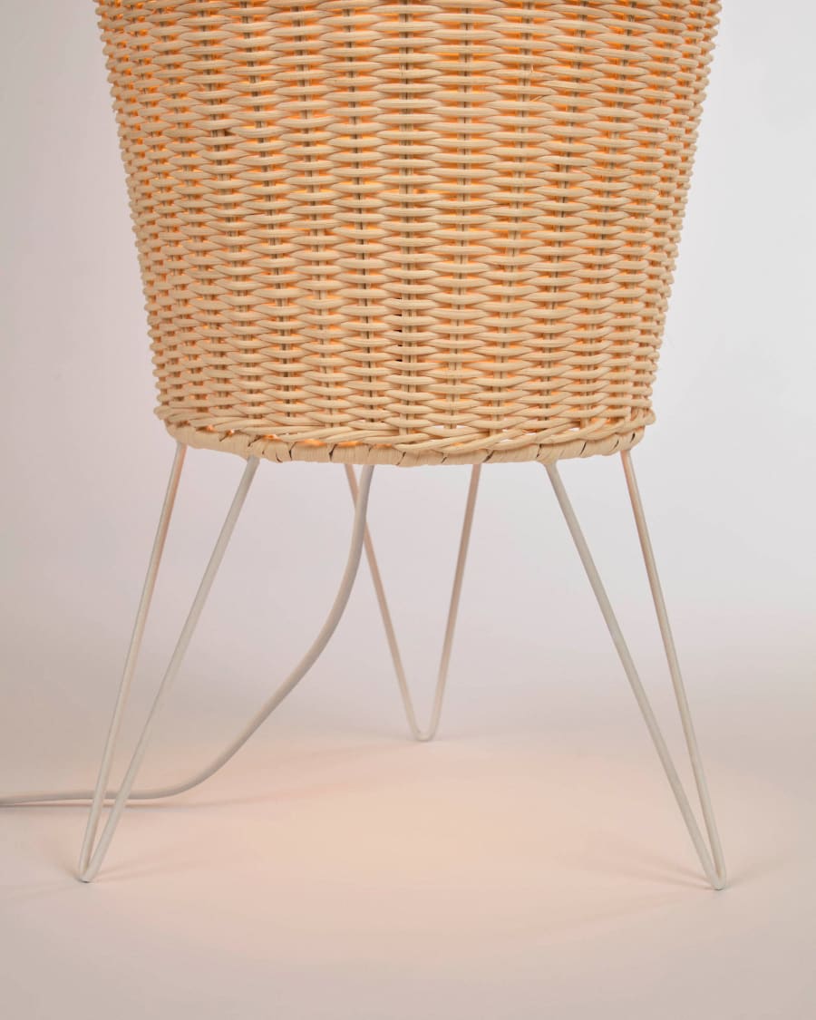 Large Kamaria floor lamp in rattan with natural finish UK adapter