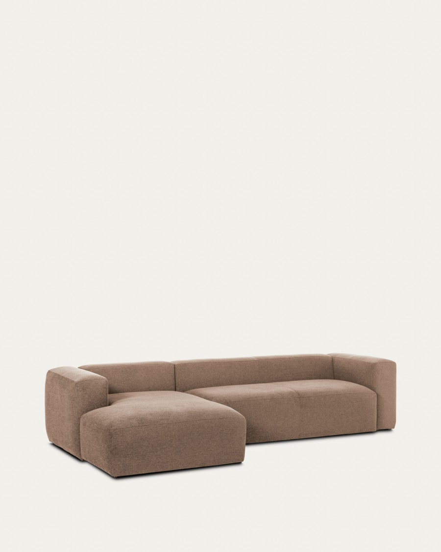 4-Sitzer-Sofa Blok mit rosa Chenille und Chaiselongue links 330 cm FSC Mix Credit