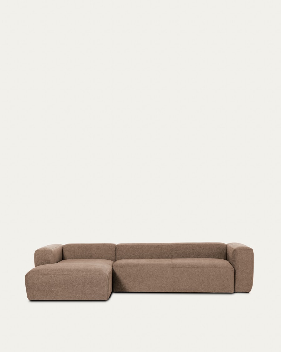 4-Sitzer-Sofa Blok mit rosa Chenille und Chaiselongue links 330 cm FSC Mix Credit