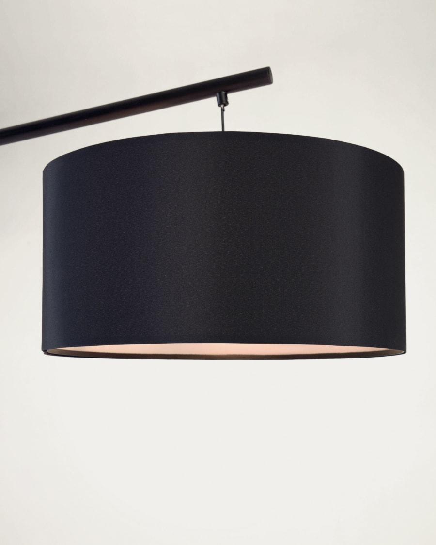 Ciana floor lamp in black finished metal with a cotton lampshade