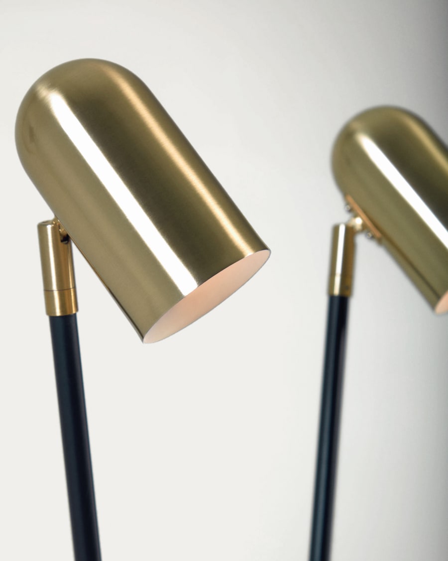 Clemence floor lamp in black metal with gold finish lampshades