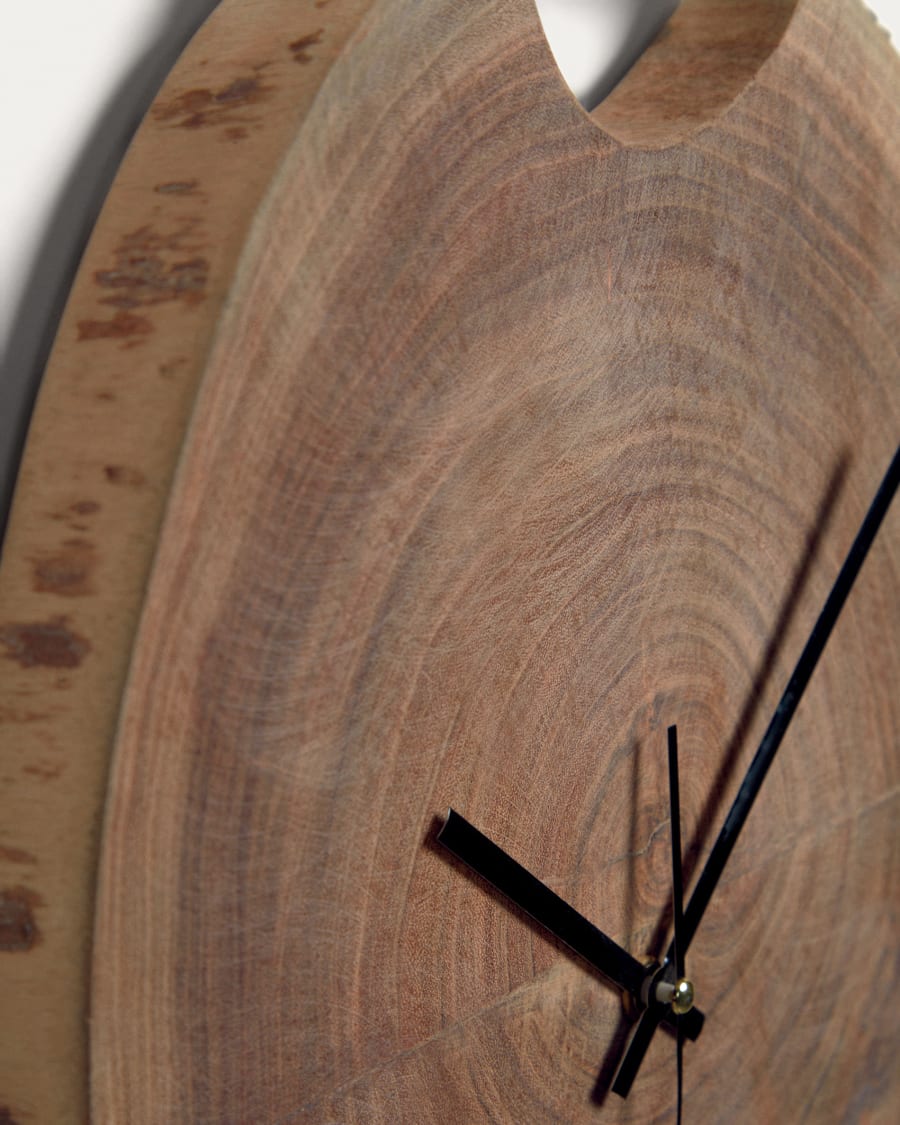 Yuliana round wall clock in solid acacia wood Ø 30 x 35 cm