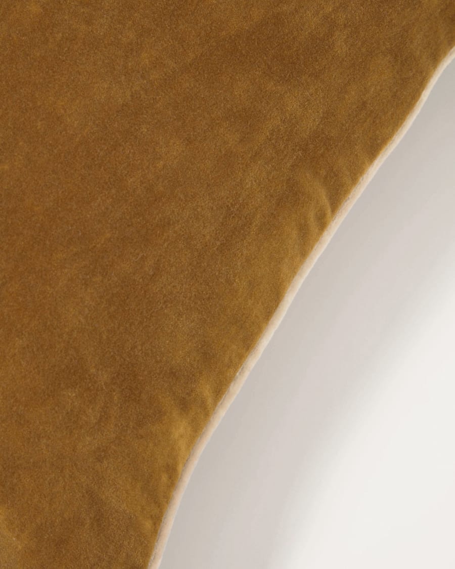Julina 100% cotton velvet cushion cover in mustard with white border 45 x 45 cm