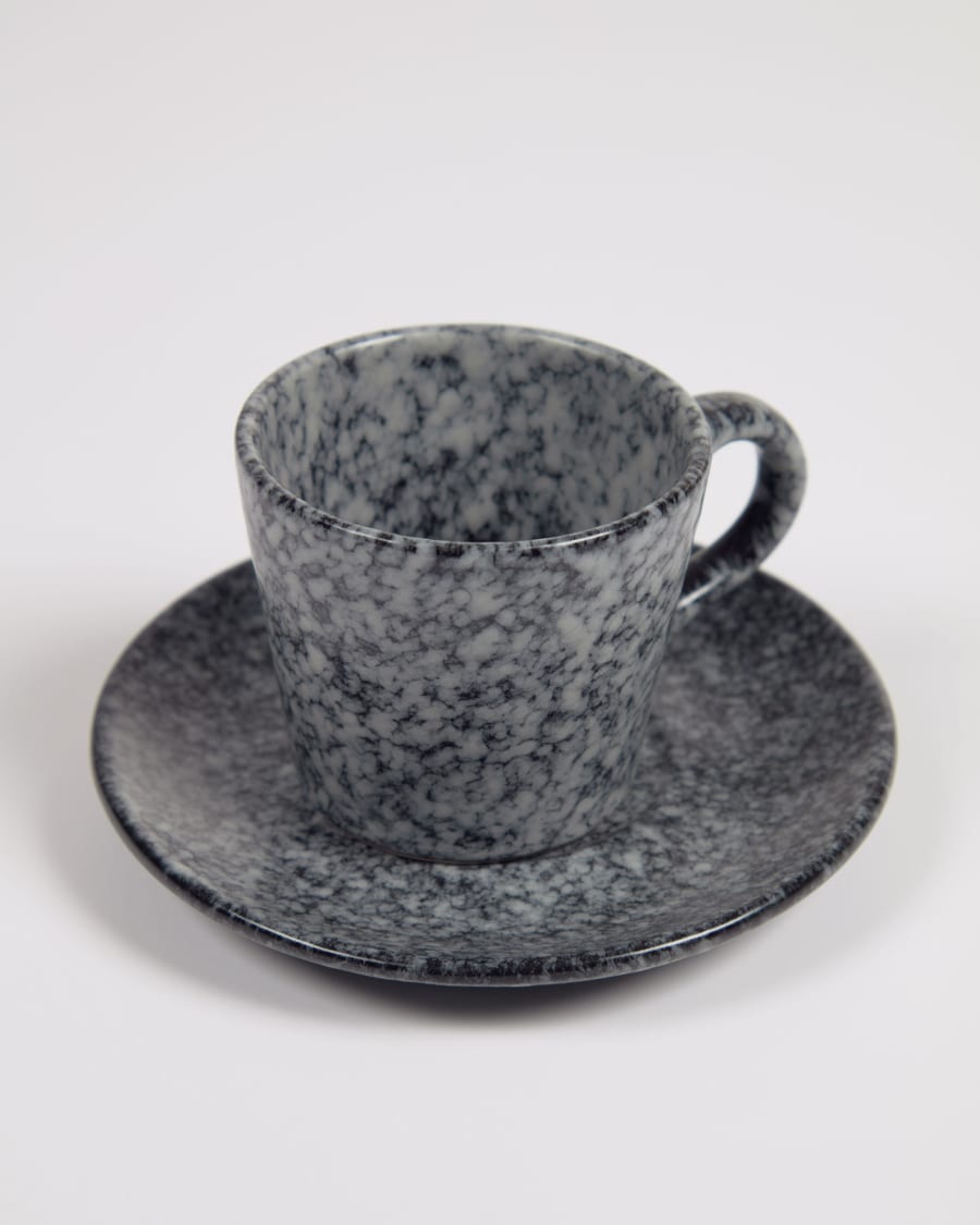 Airena ceramic coffee cup and saucer in black