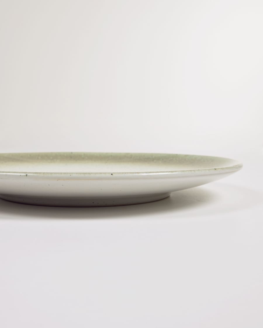Elida flat ceramic plate in beige and green