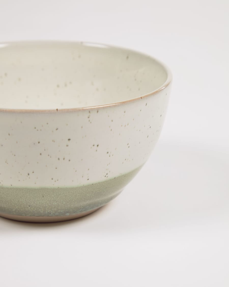Elida ceramic bowl in beige and green