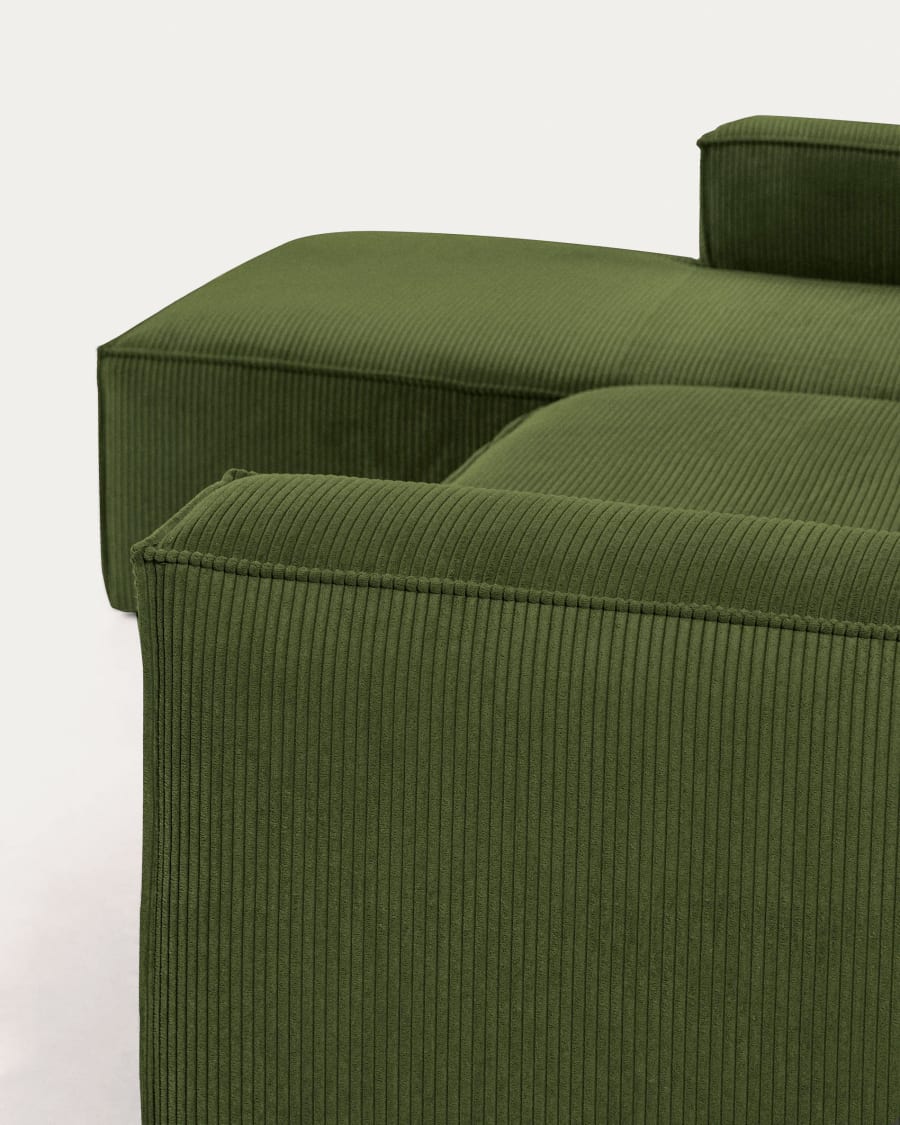 Blok 4-seater left chaise longue sofa in green thick corduroy 330cm FSC Mix Credit