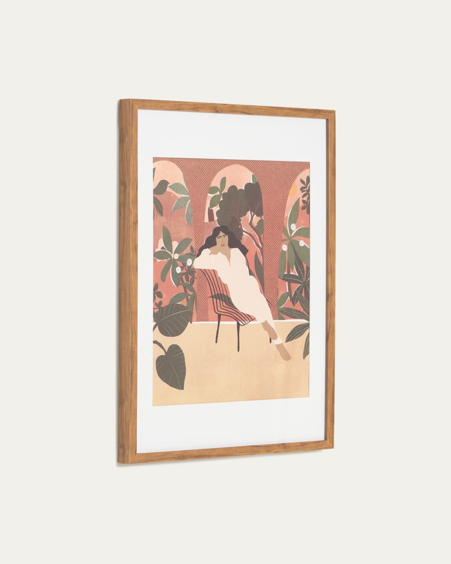 Kalila multicoloured picture of a woman on a patio 50 x 70 cm