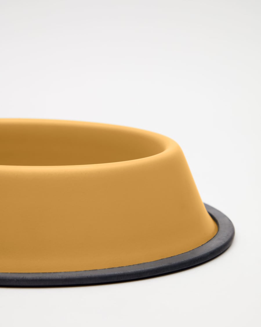 Dalitso set of 2 large food and water bowls for pets, in mustard anti-rust steel, Ø 25 cm