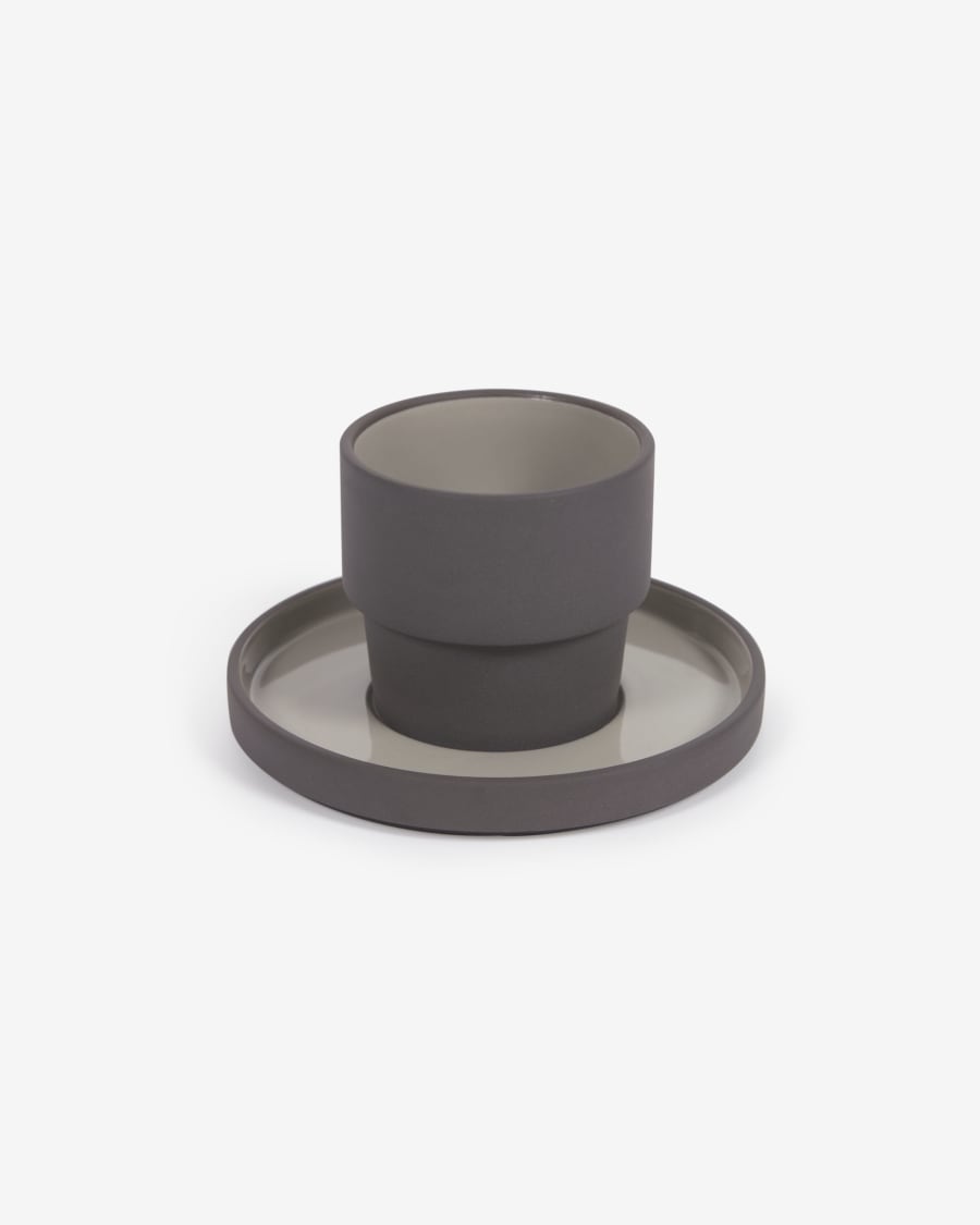 Thianela porcelain cup and saucer in grey