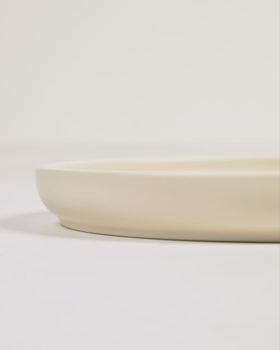 Roperta porcelain dessert plate in beige