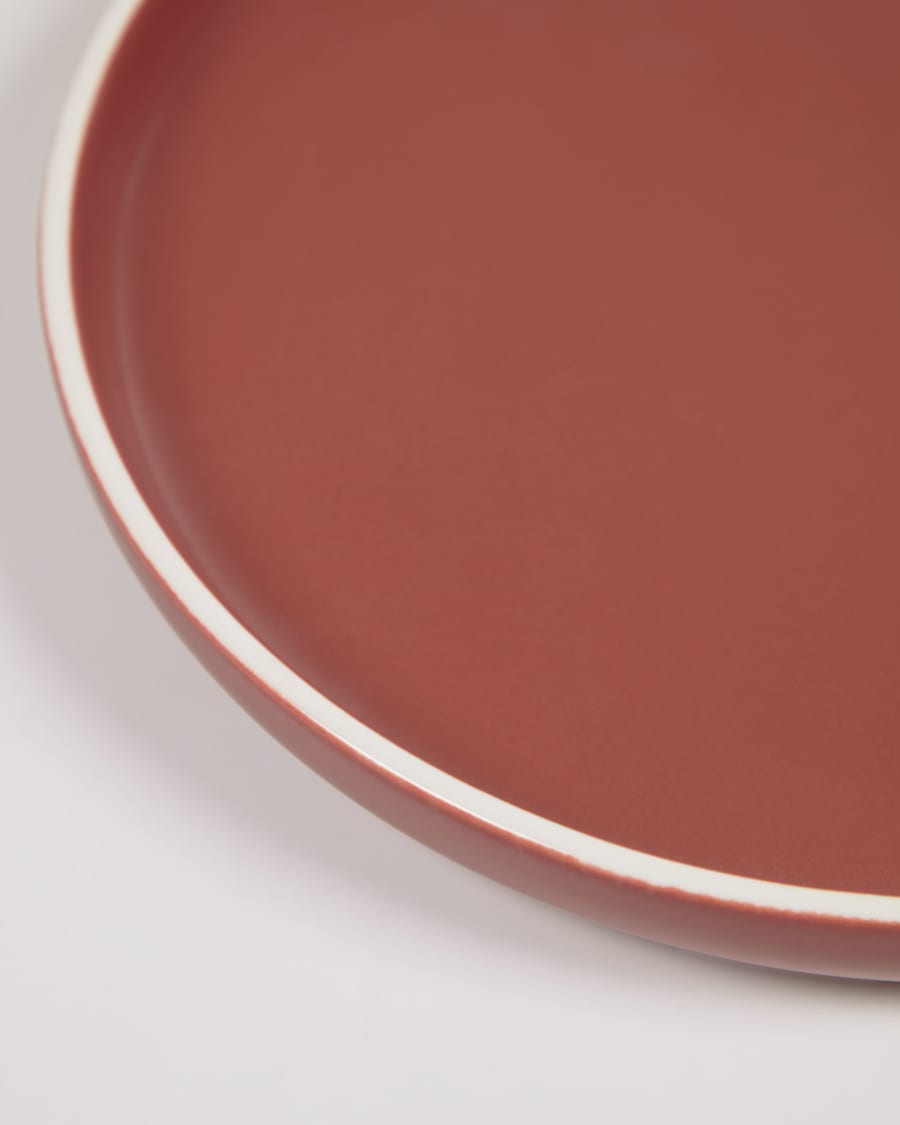 Roperta porcelain dessert plate in terracotta
