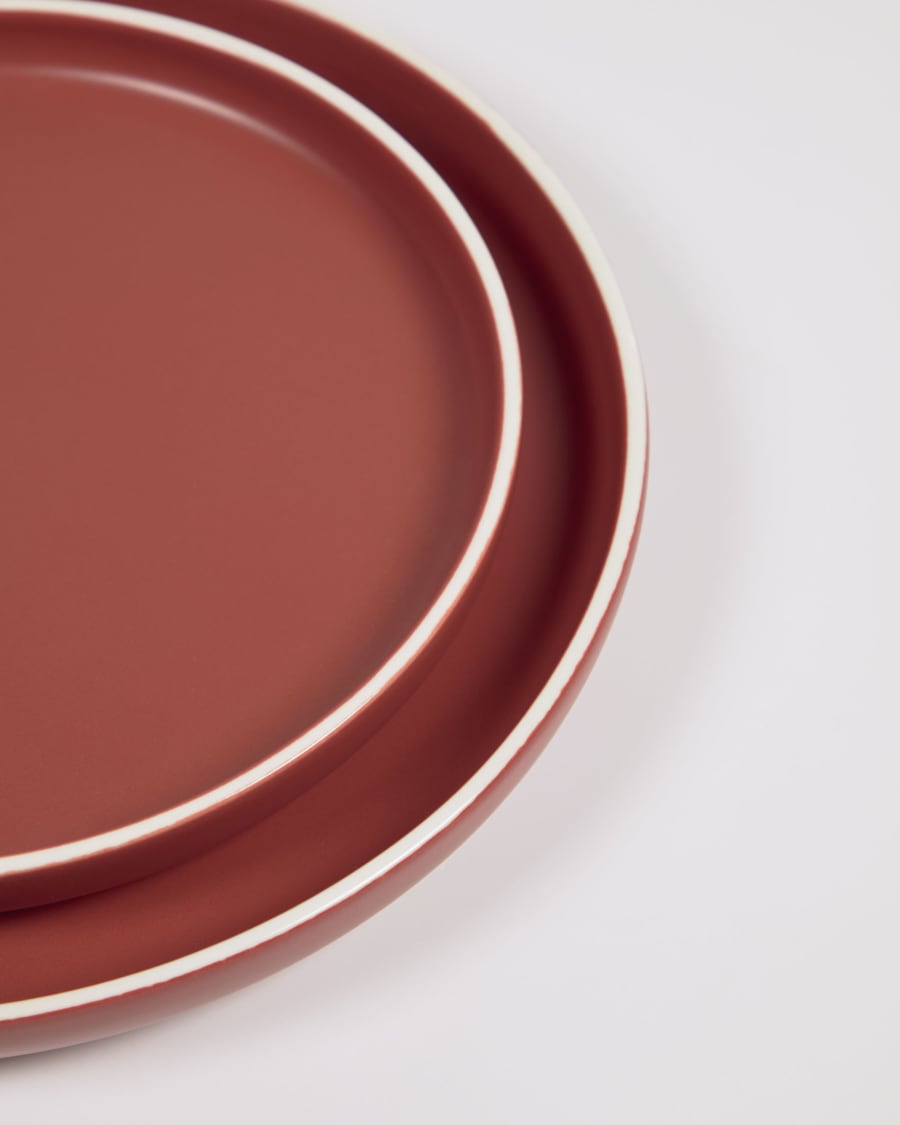 Roperta porcelain dessert plate in terracotta