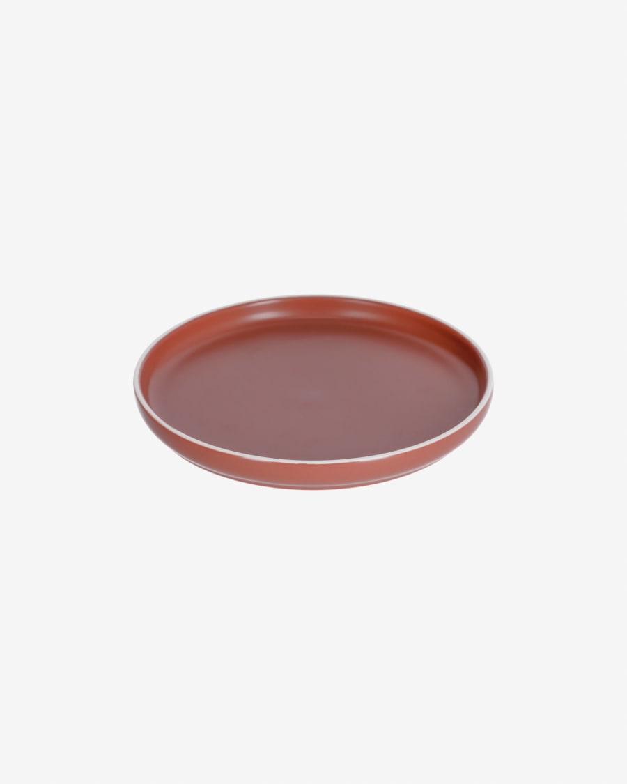 Roperta porcelain dessert plate in terracotta