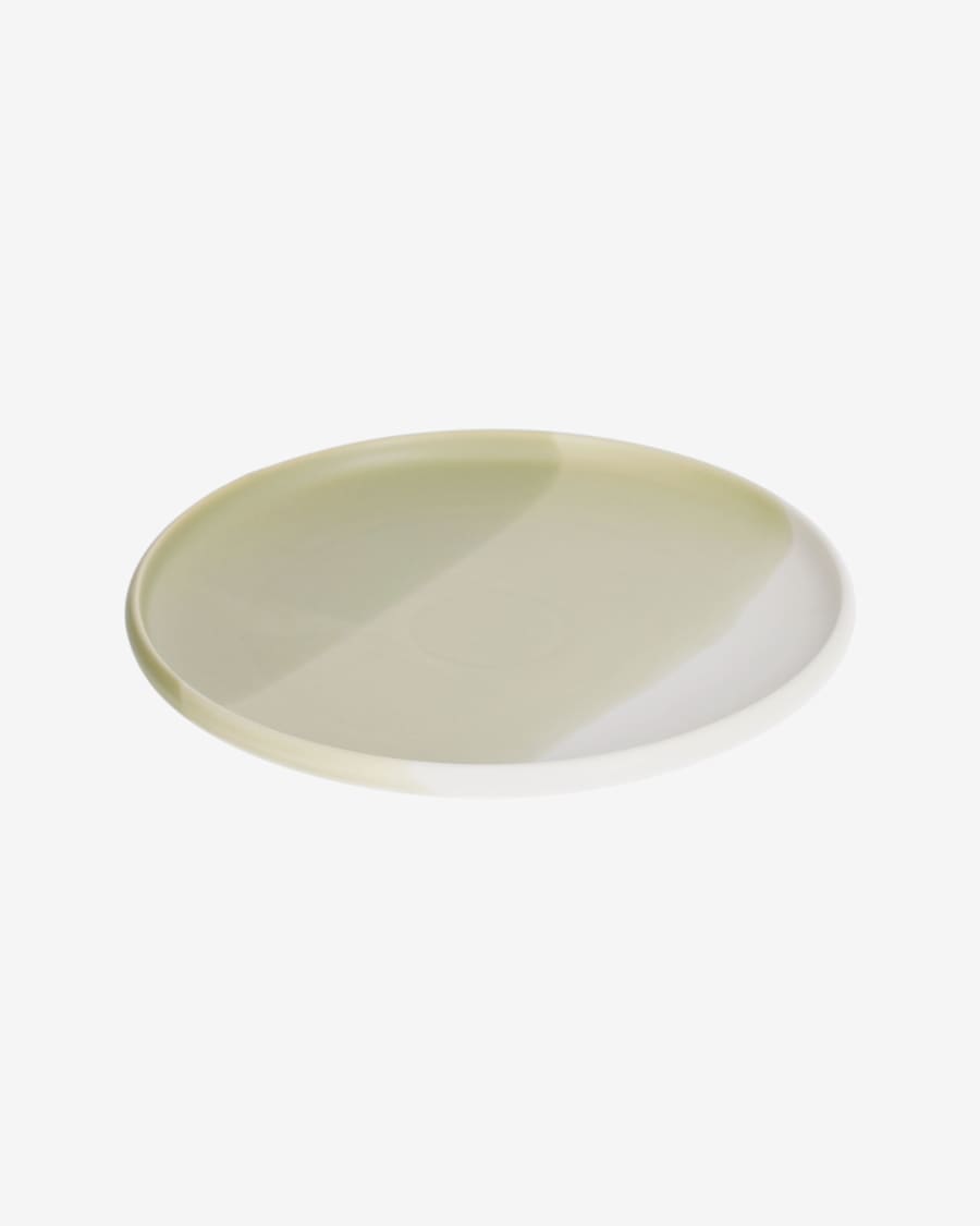Sayuri porcelain dinner plate in green and white