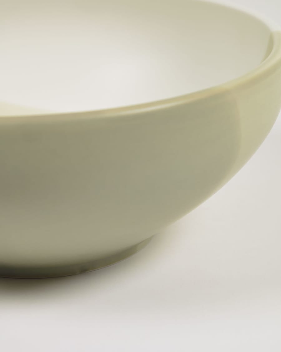 Sayuri large porcelain bowl in green and white
