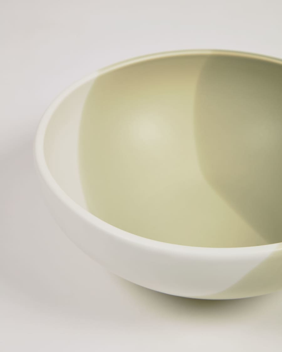 Sayuri large porcelain bowl in green and white