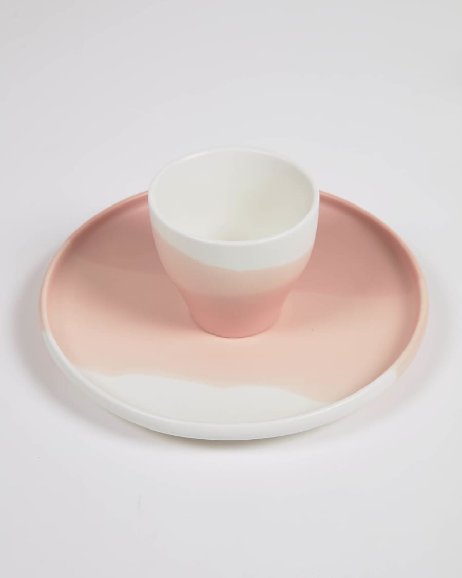 Sayuri porcelain coffee cup in pink and white