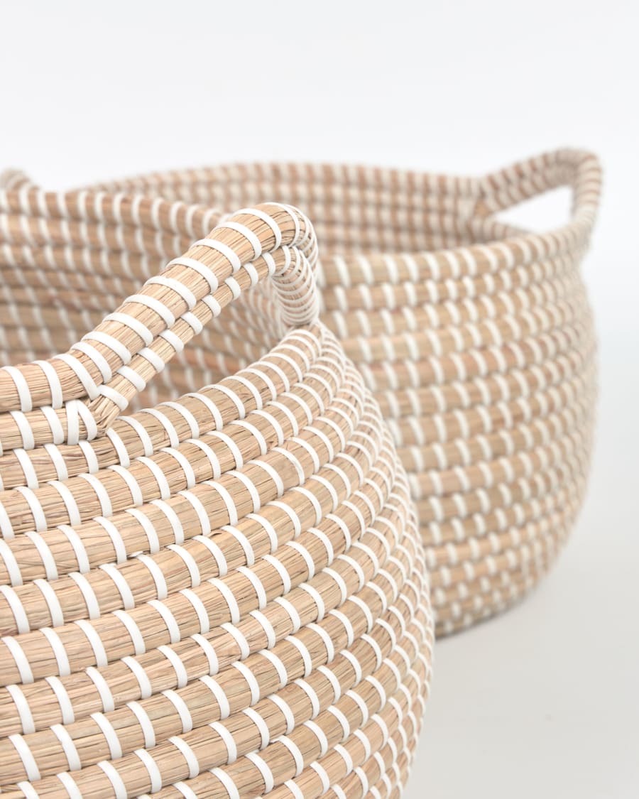 Ellis set of 2 baskets in natural fibres with natural and white finish