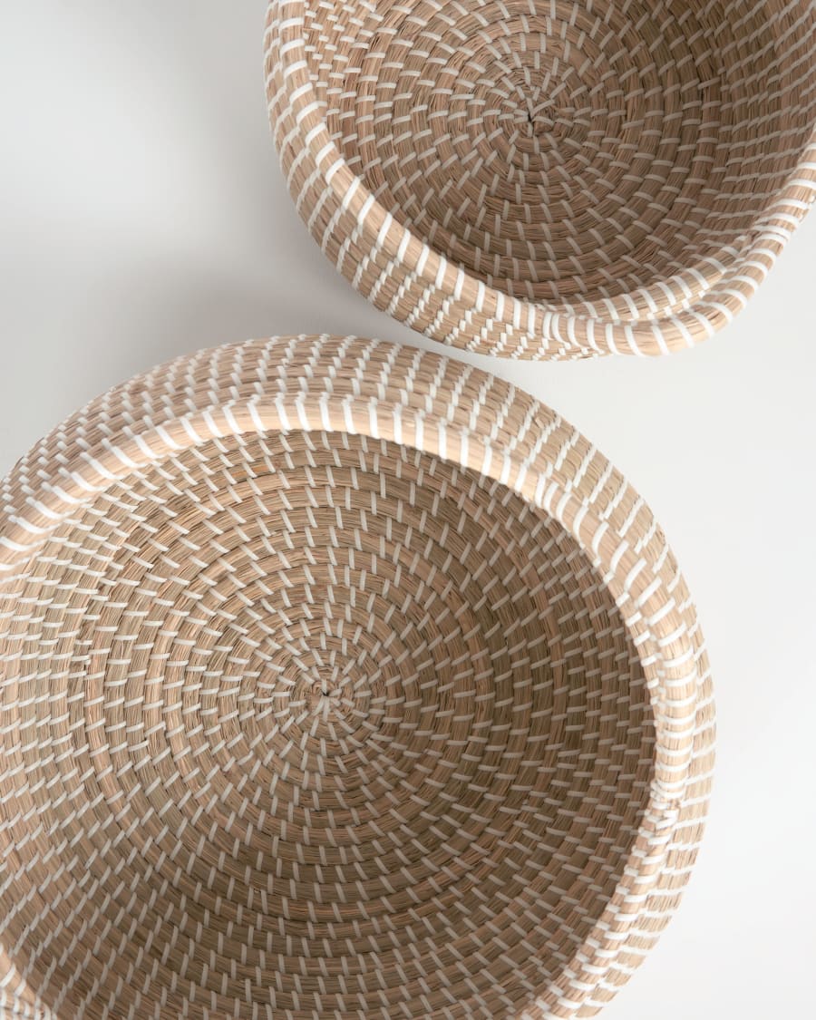 Ellis set of 2 baskets in natural fibres with natural and white finish