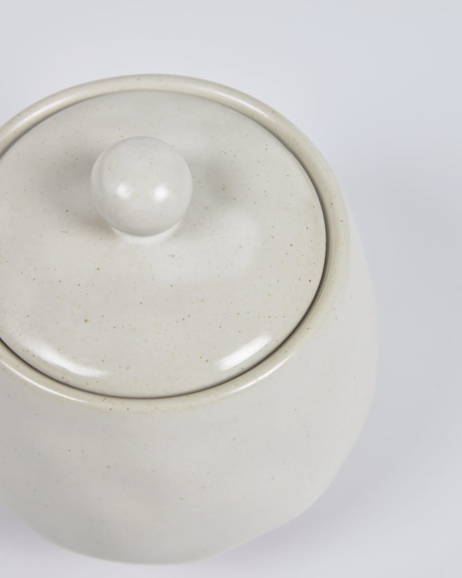 Ryba sugarbowl in white and brown ceramic