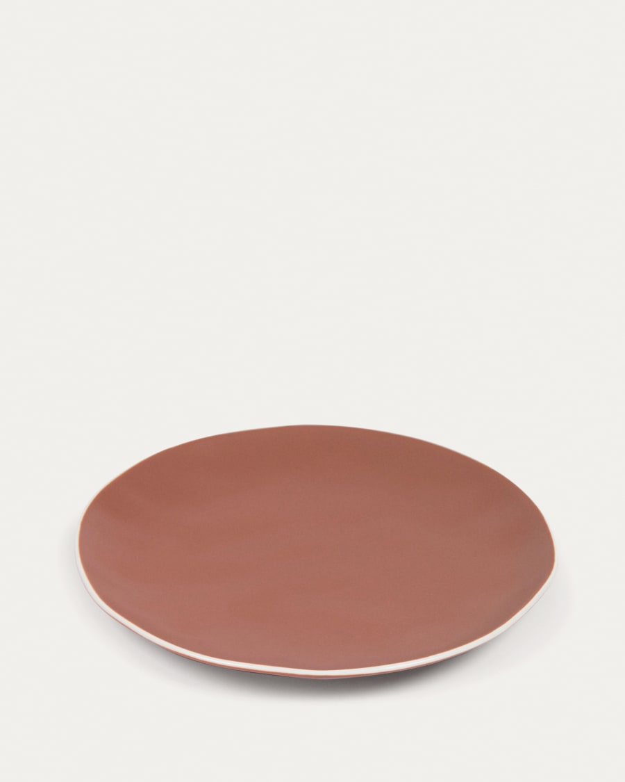 Rin flat plate in brown ceramic