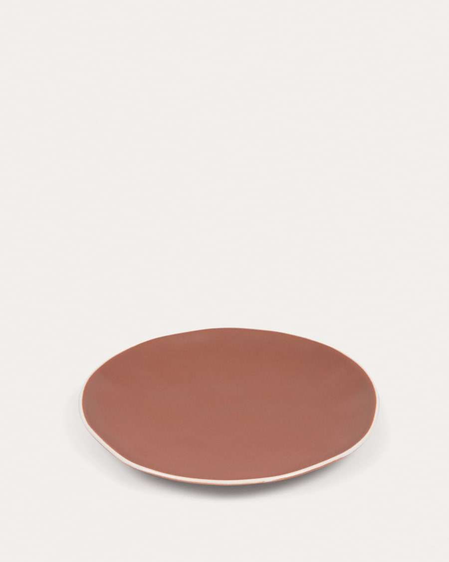 Rin dessert plate in brown ceramic