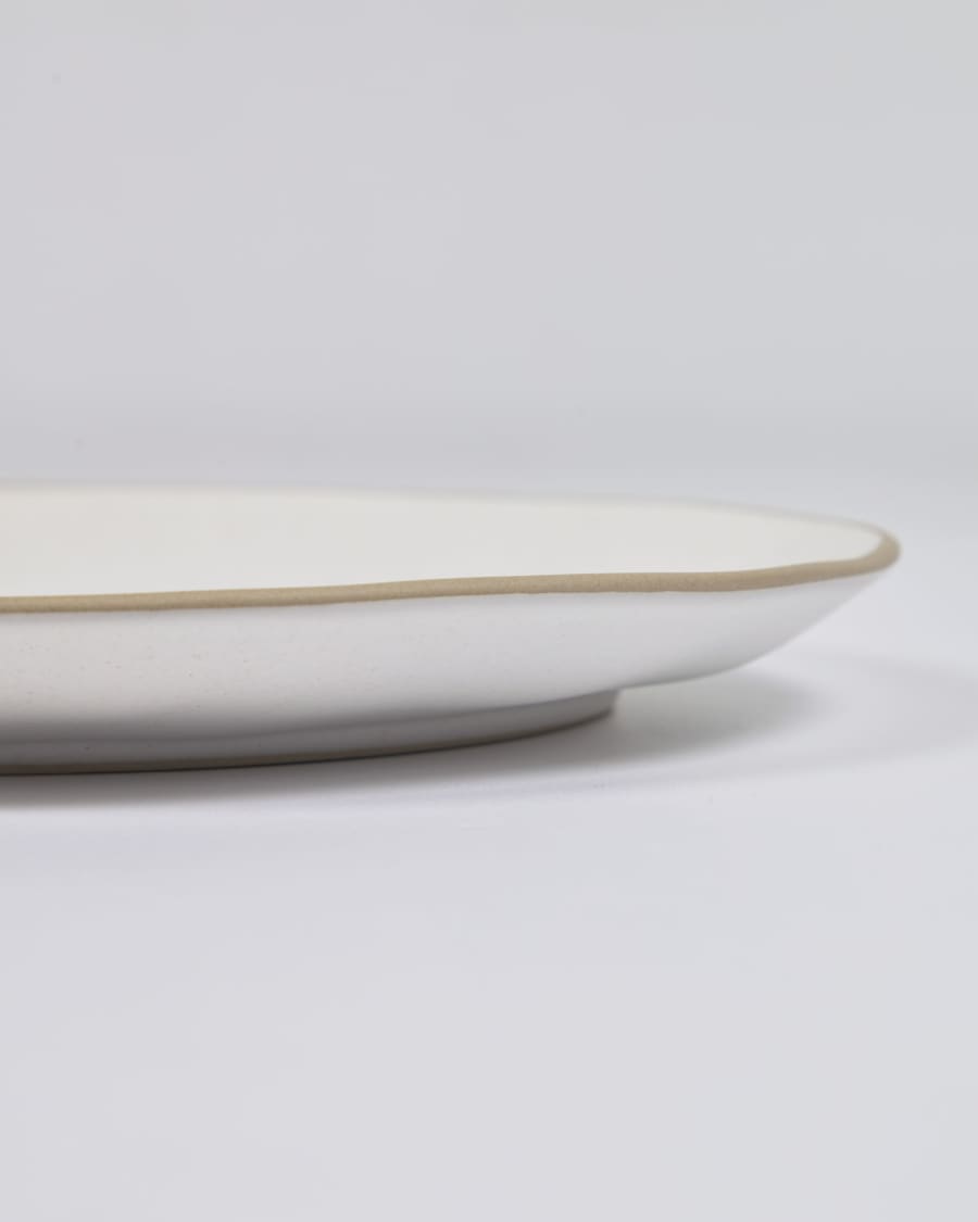 Ryba dessert plate in white and brown ceramic