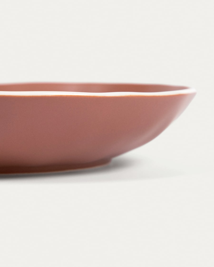 Small Rin deep dish in brown ceramic