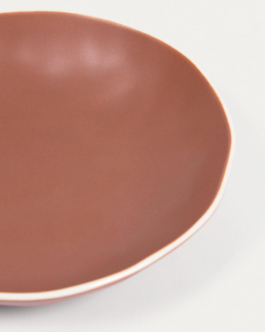 Small Rin deep dish in brown ceramic