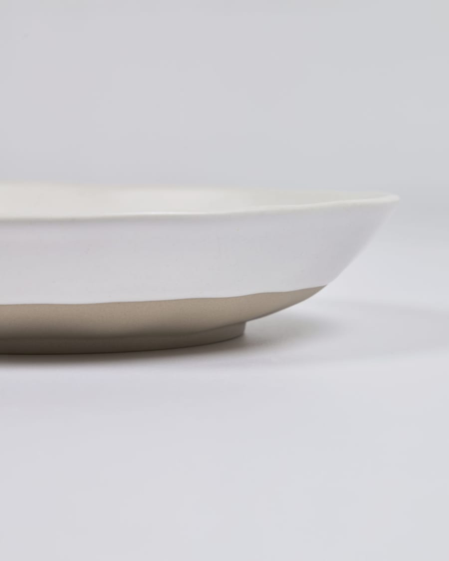 Ryba deep dish in white and brown porcelain