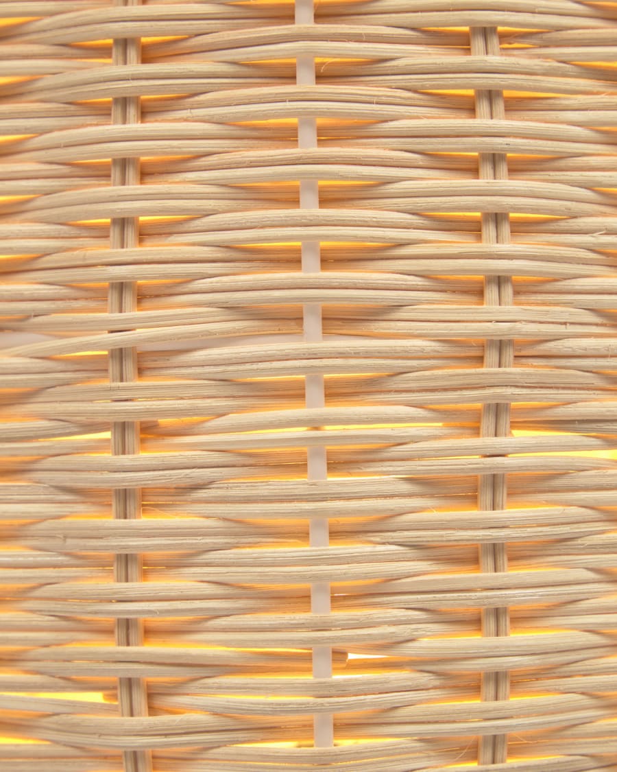 Large Lumisa floor lamp in rattan with natural finish and green cord UK adapter