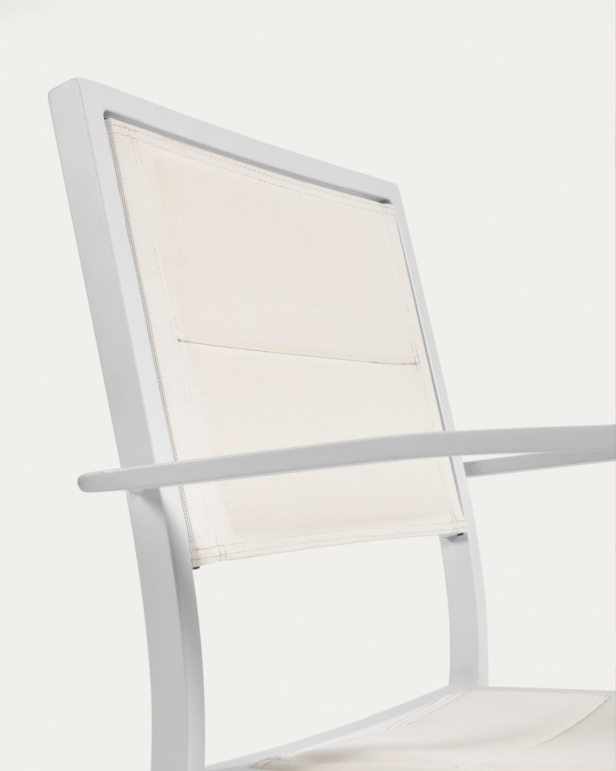 Sirley stackable outdoor chair in white aluminium and texteline