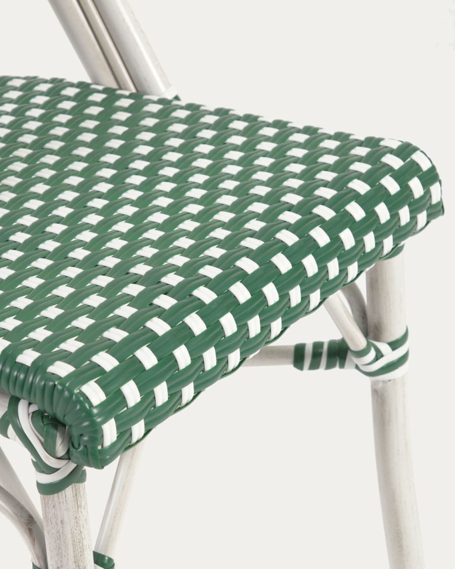 Marilyn stackable outdoor bistro chair in aluminium and synthetic rattan, green & white