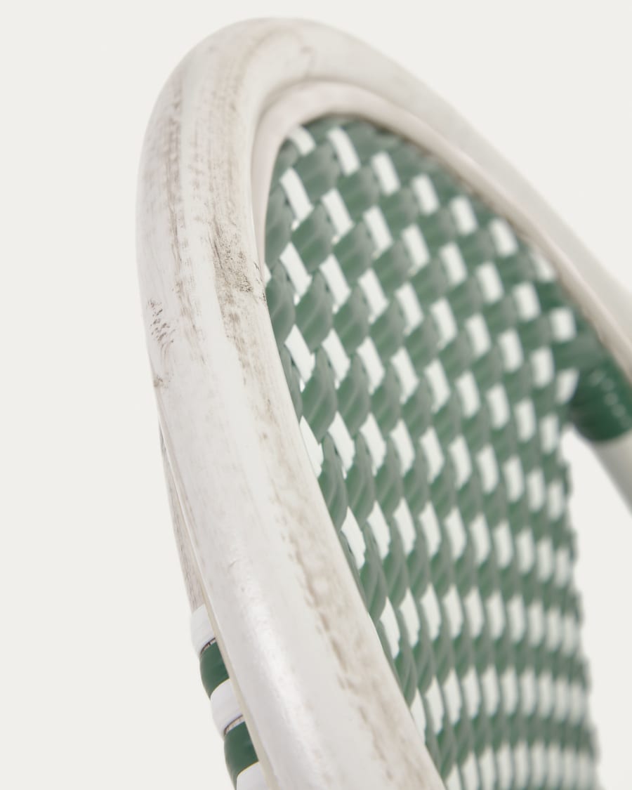 Marilyn stackable outdoor bistro chair in aluminium and synthetic rattan, green & white