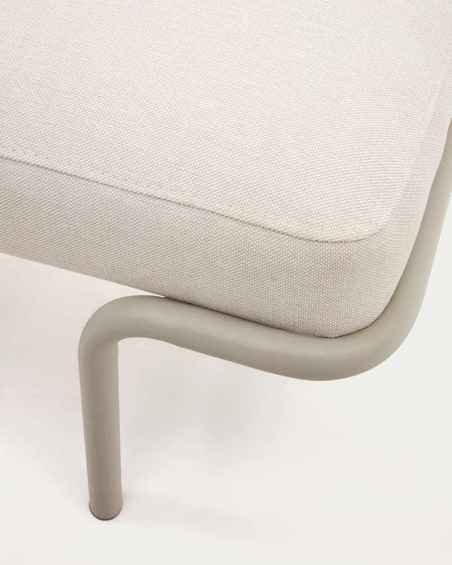 Compo bench in beige chenille and beige metal structure, 130 cm