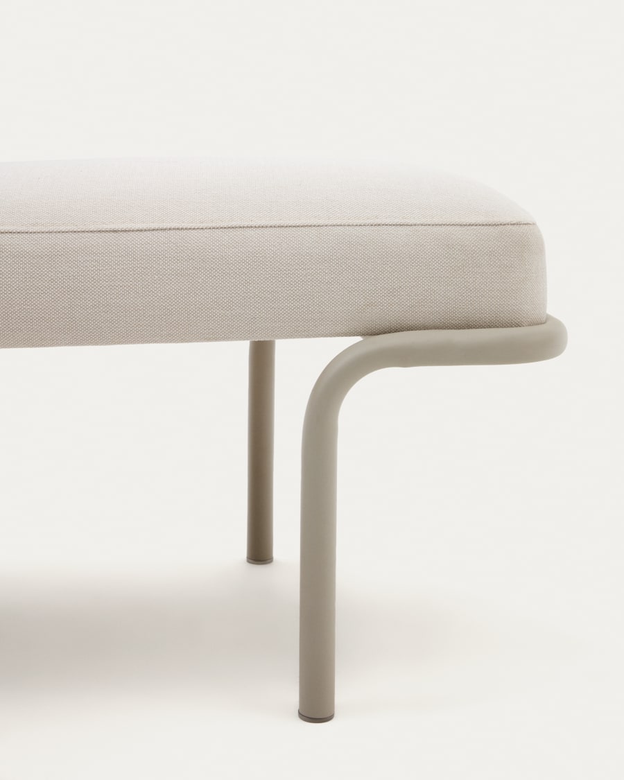 Compo bench in beige chenille and beige metal structure, 130 cm
