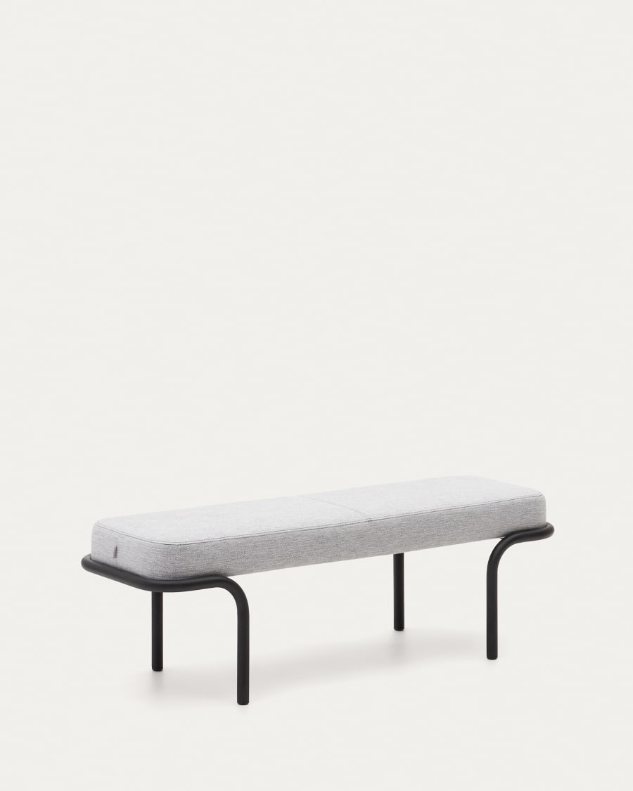Compo bench in grey and black metal structure, 130 cm