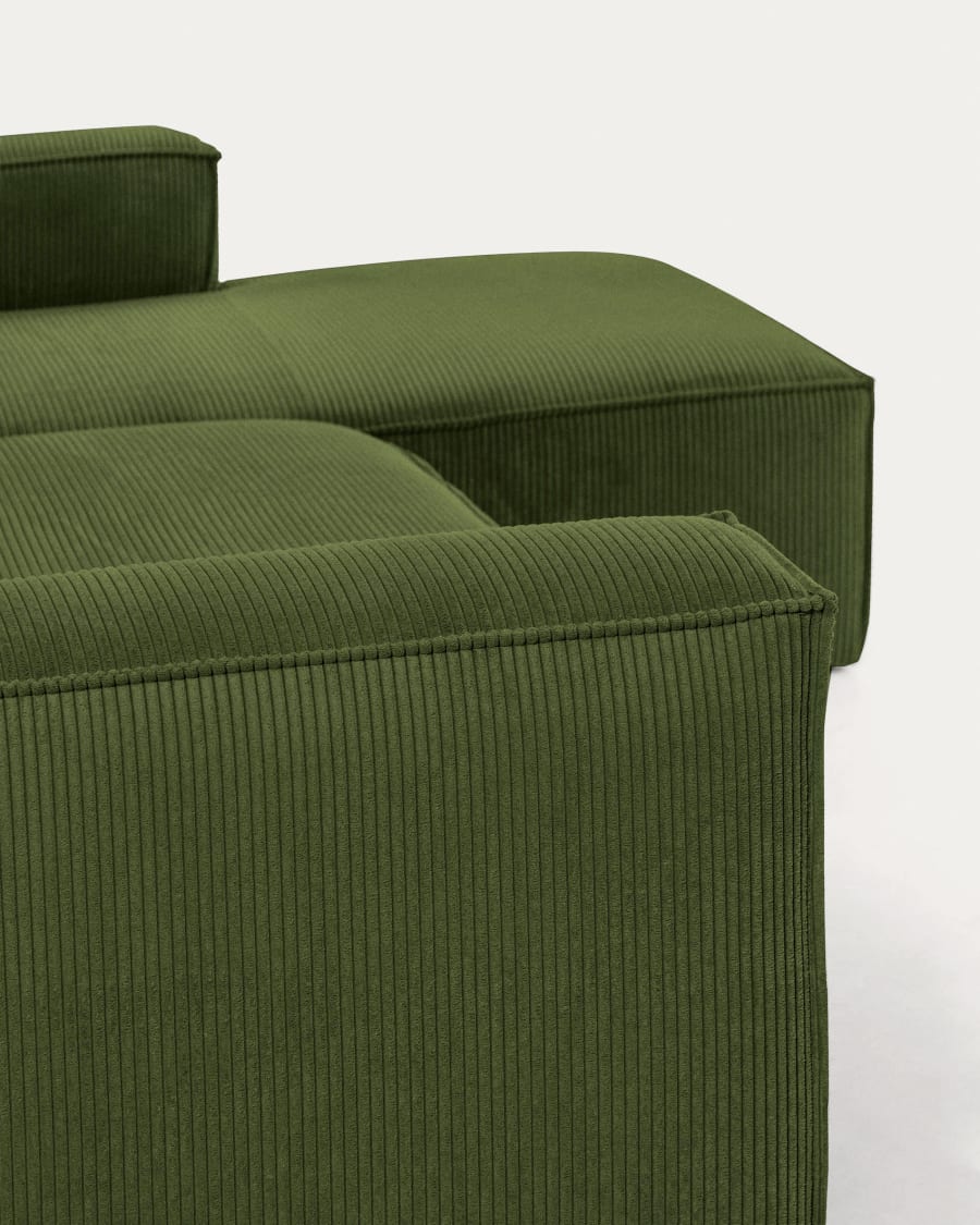 4-Sitzer-Sofa Blok mit dickem, grünem Cord und Chaiselongue rechts 330 cm FSC Mix Credit