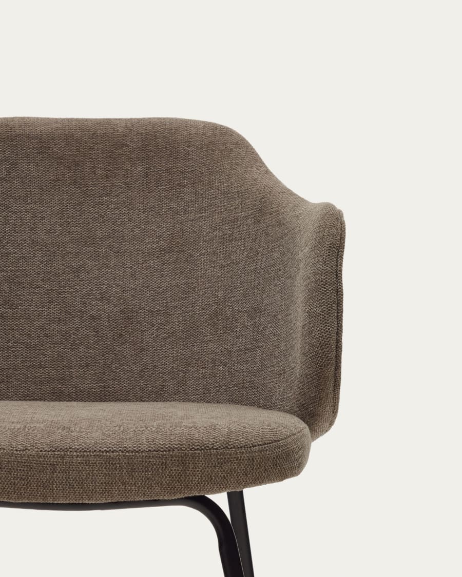 Yunia chair in brown with steel legs in a painted black finish FSC 100%