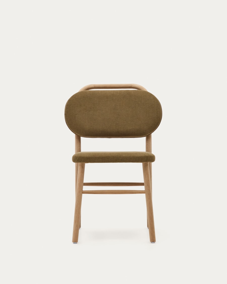 Helda chair in green chenille and solid oak wood FSC Mix Credit