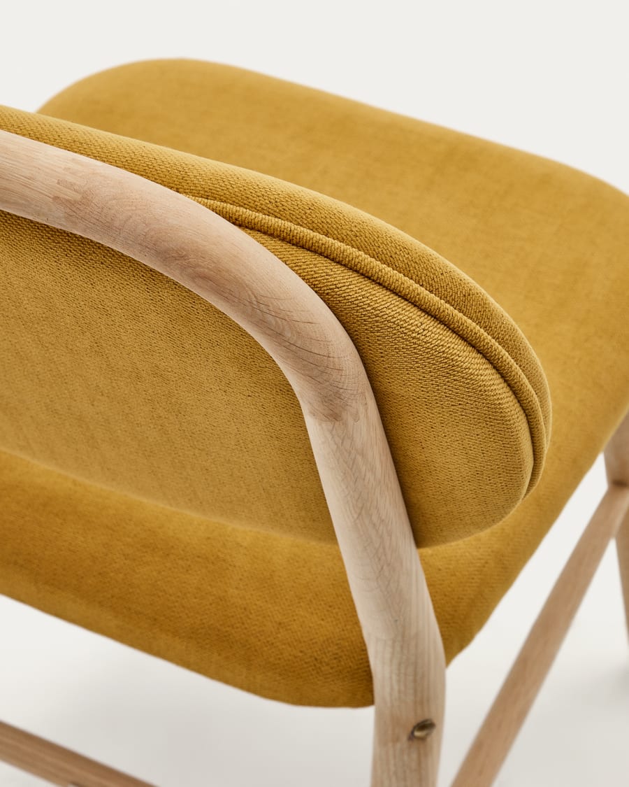 Helda chair in mustard chenille and solid oak wood FSC Mix Credit