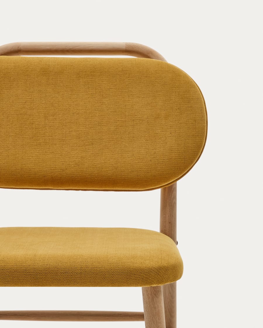 Helda chair in mustard chenille and solid oak wood FSC Mix Credit