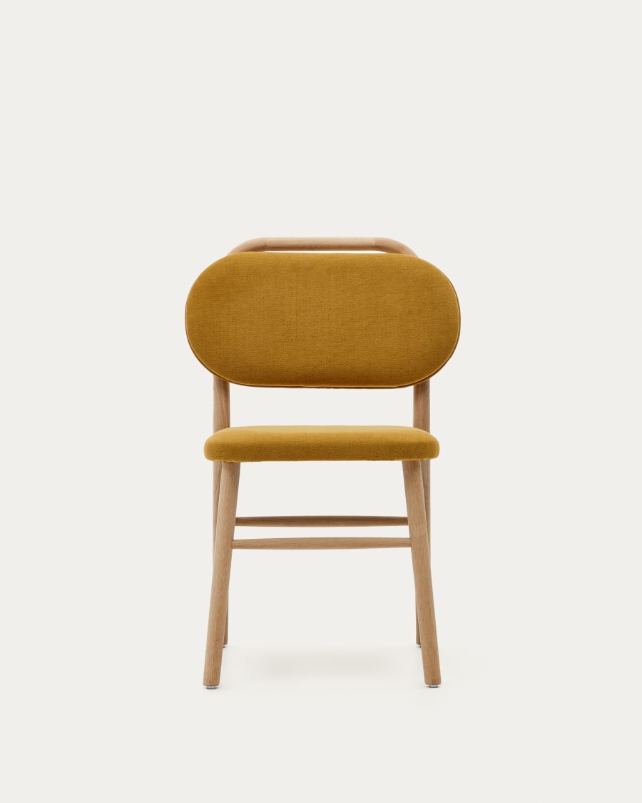 Helda chair in mustard chenille and solid oak wood FSC Mix Credit