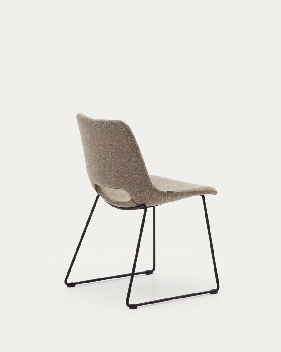 Zahara chair in brown with steel legs in a black finish